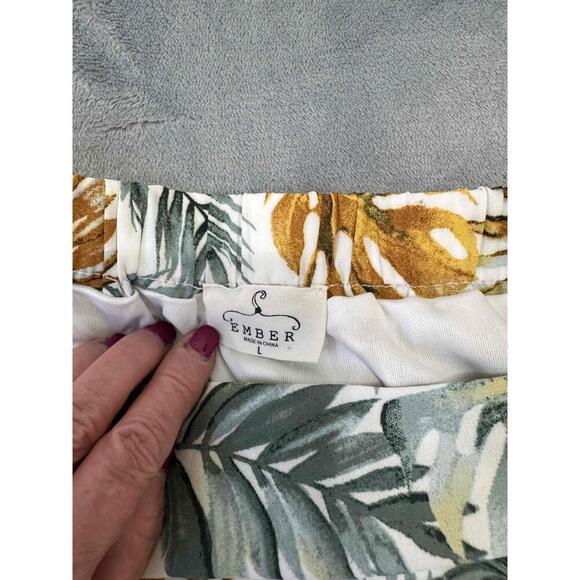 Ember Green White Tropical Leaf Ruffle Asymmetrical A Line Skirt Large Cruise - Picture 3 of 9